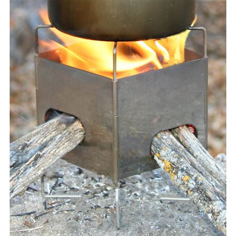 metal box for camping stove|folding firebox stove.